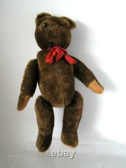 Vintage German Dark Brown Mohair Jointed Teddy Bear 14 Tall