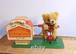 Vintage German Herman Mohair Teddy Bear Music Box- Bear is 3 1/2