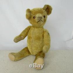 Vintage Golden Mohair Jointed Teddy Bear Felt Paws 13 to 14 inches Loved Older