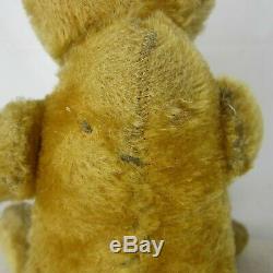 Vintage Golden Mohair Jointed Teddy Bear Felt Paws 13 to 14 inches Loved Older