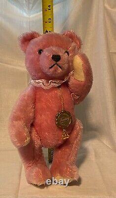 Vintage Hermann Original Teddy 12 Pink Jointed Mohair Clean Excellent Condition