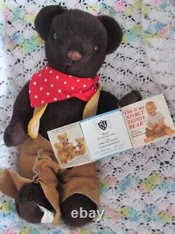 Vintage Honey Mohair Teddy Bear German Grisly Blue Neck Ribbon Rare Tags 12