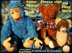 Vintage Lefray England Mohair Teddy Bear Rare Tagadorable Sweet Face 12 Antique