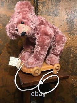 Vintage Lyla Carr Tender Hearted Teddies German Mohair Teddy Bear Pull Toy 2000