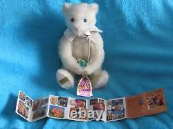 Vintage Merrythought England White Mohair Teddy Bear Berries Paw Pads Ruffle 12