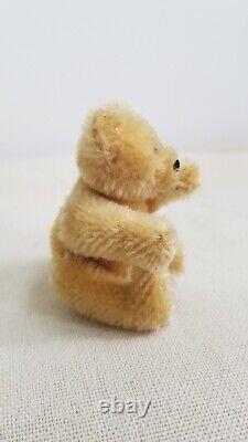 Vintage Miniature Teddy Bear PALE BLONDE MOHAIR Plush Jointed Toy