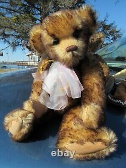 Vintage Mohair Teddy Bear 14 Rare Multi Beige Tipped Brown Color Artist Ooak