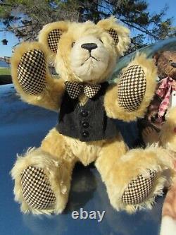Vintage Mohair Teddy Bear Artist Lang Bears 15 Black White Checkerboard Paws