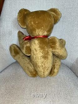 Vintage Mohair Teddy Bear Big Softies England 19 Red Ribbon