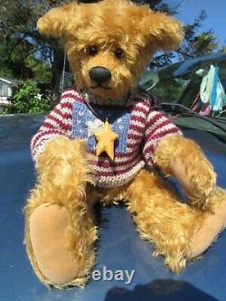 Vintage Mohair Teddy Bear Butterscotch Artist Bear Sue Ann Holcomb 16 Ooak Cute
