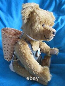 Vintage Mohair Teddy Bear German Growler Martin Germany Sonneberg 21 W Basket