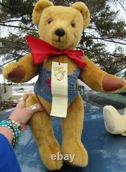 Vintage Mohair Teddy Bear Golden Artist Lyle Big Softies England 20 Blue Doll V