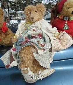 Vintage Mohair Teddy Bear Long White Dress Artist Boassy Bears Sweet Effie 18