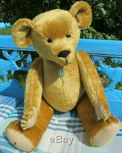 Vintage Mohair Teddy Bear Rare 24 Handsome Large Hermann Coburg Germany W Tags