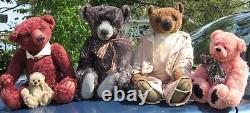 Vintage Mohair Teddy Bear Rust Butterscotch W Sweater Artist Ooak Doll 16 Cute