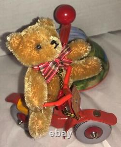 Vintage Motor Roller Key-Wind HERMANN Teddy German Gold Mohair Bear Rides Trike