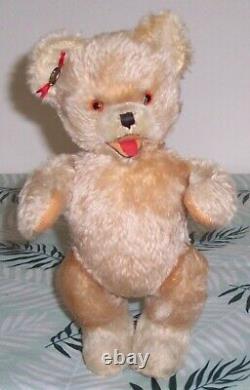 Vintage Schwika Mohair Teddy Bear Austria Standing Open Mouth Zotty with Ear Tag