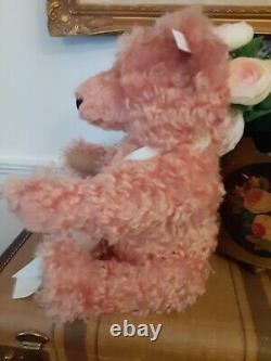 Vintage Steiff 1995 Pink Mohair Compass Rose Teddy Bear with IDs and Box