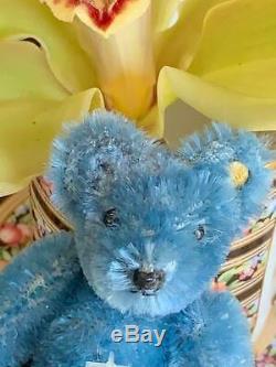 Vintage Steiff HTF 3.5 Blue Mohair Teddy Bear - Button in Ear- Free Shipping
