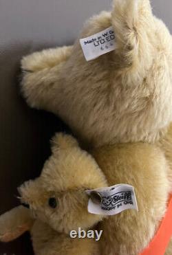 Vintage Steiff Mama Bear and Baby Teddy Original Box, COA, Mohair Jointed Limbs