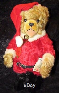 Vintage Teddy Bear Hermann 15 Rare Red Mohair Christmas Santa W Tags German Toy