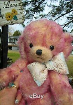 Vintage Teddy Bear Pink Mohair Cheeky Merrythought England Rare Tags Bells Ears