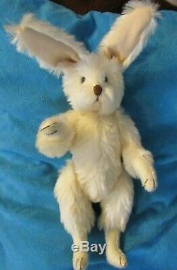 Vintage White Mohair Easter Bunny Ooak Artist Fain Jointd Rabbit 14 Teddy Bear