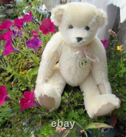 Vintage White Mohair Teddy Bear Doll Artist Nevada Co Silver Tag Button 11 Nice