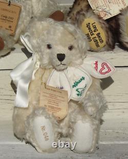 Vintage White Mohair Teddy Bear Rare Faith Hope Love Hermann Green Tag Growls