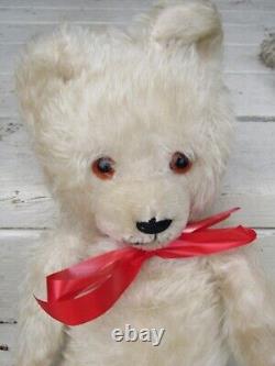 Vintage White Mohair Teddy Bear Starburst Orange Eyes Knickerbocker German 16