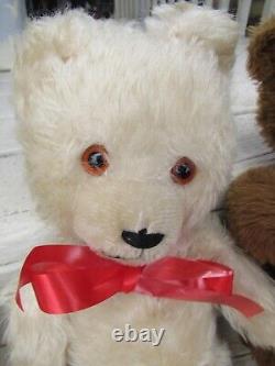 Vintage White Mohair Teddy Bear Starburst Orange Eyes Knickerbocker German 16