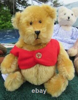 Vintage Winnie Pooh Mohair Teddy Bear Artist Dee Wolf 8 Red Vest Adorable Rare