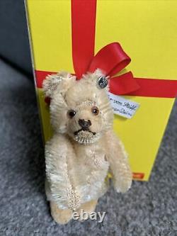 WOW- RARE VTG Miniature 3.5 Steiff Mohair Teddy Baby Bear WithButton & Gift Box