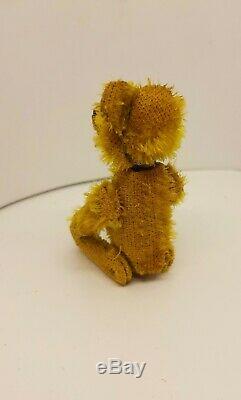 Well Loved 1920's Schuco Perfume Teddy Bear 3.5 Golden Mohair Worn & Adorable
