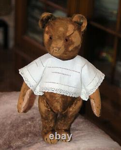 Well loved, pre war 12 brown mohair Steiff teddy bear with old button 1920's