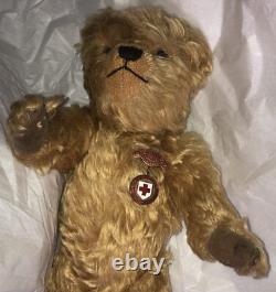 Wonderful ANTIQUE Merrythought Teddy Bear 1940s Gold Mohair 13 inch Vintage Bear