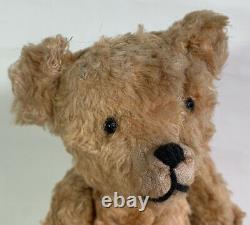 Wood Wool Orange Silky Mohair Antique Teddy Bear Jointed Long Arms Hump Back